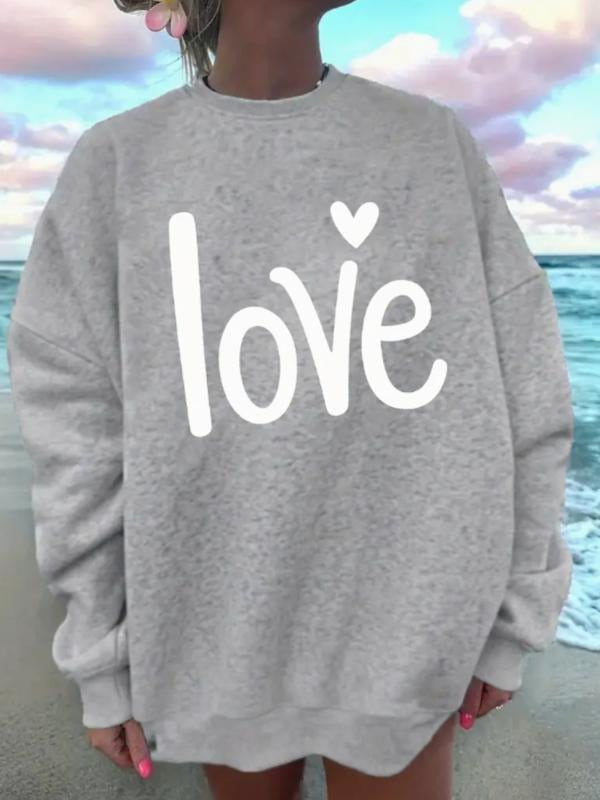 Women's Heart Valentine Print Sweatshirt, Graduation Long Sleeve Top, Back-To-School Clothing, Teacher, Fall Pullover...