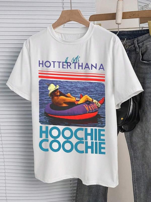 Women's Hooterhanaa Round Neck Graphic Tee, Vintage Trendy Casual Short Sleeve T-shirt for Daily Wear, Ladies Summer, Top...