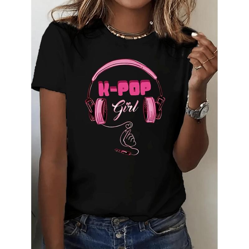 Women's K-POP Group T-Shirt - Korean Pop Music Fan Apparel, Short Sleeve Crew Neck Casual Top with Medium-Stretch Fabric,...