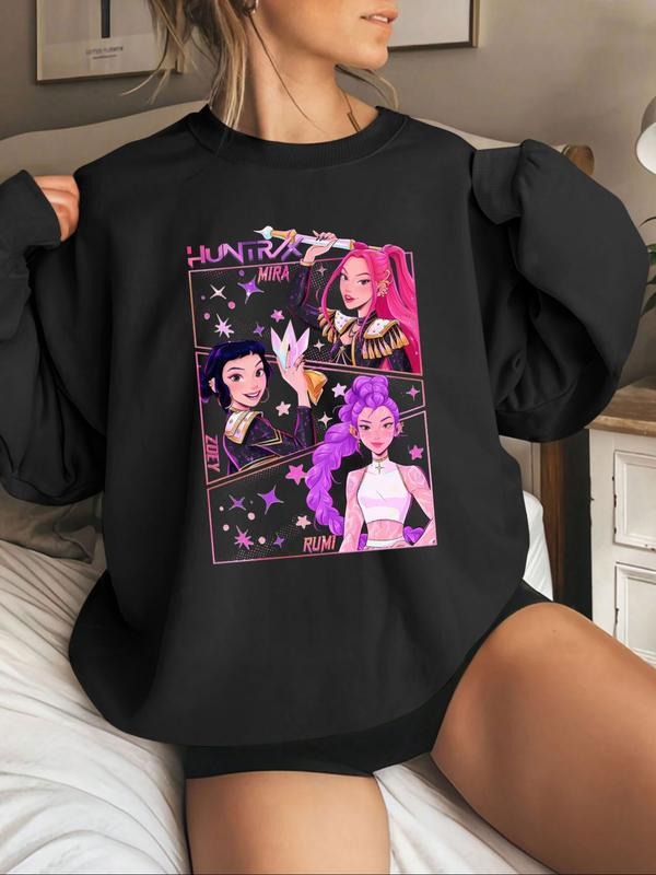 Women's Landscape & Letter Print Crew Neck Sweatshirt, Casual Long Sleeve Pullover for Fall & Winter, Women's Clothes for...