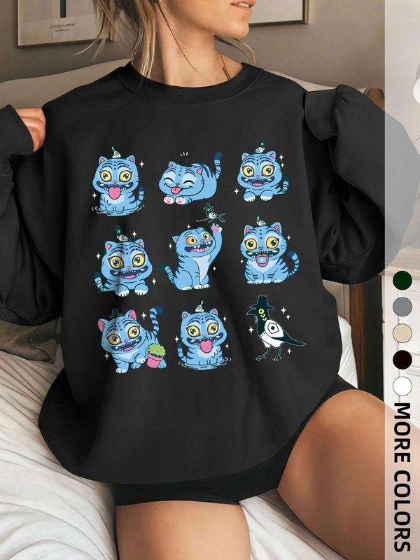 Women's Landscape & Letter Print Crew Neck Sweatshirt, Casual Long Sleeve Pullover for Fall & Winter, Women's Clothes for...