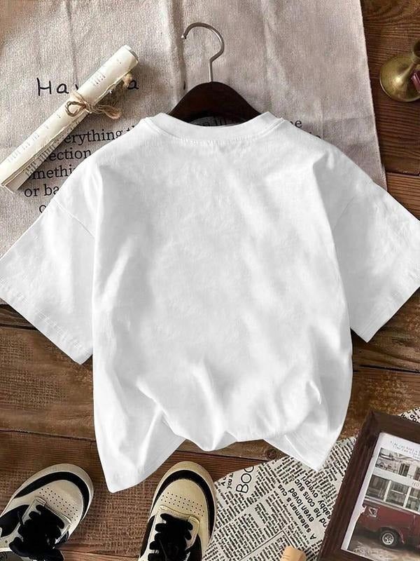 Women's Leopard Print Cherry Print Letter Print Regular Fit Round Neck Short Sleeve T-Shirt, All-Seasons Basic Casual...