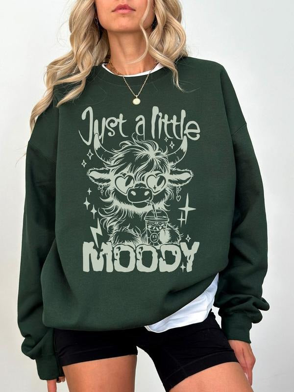 Women's Letter & Mountain Print Crew Neck Sweatshirt, Casual Long Sleeve Pullover for Fall, Women's Clothes for Daily...