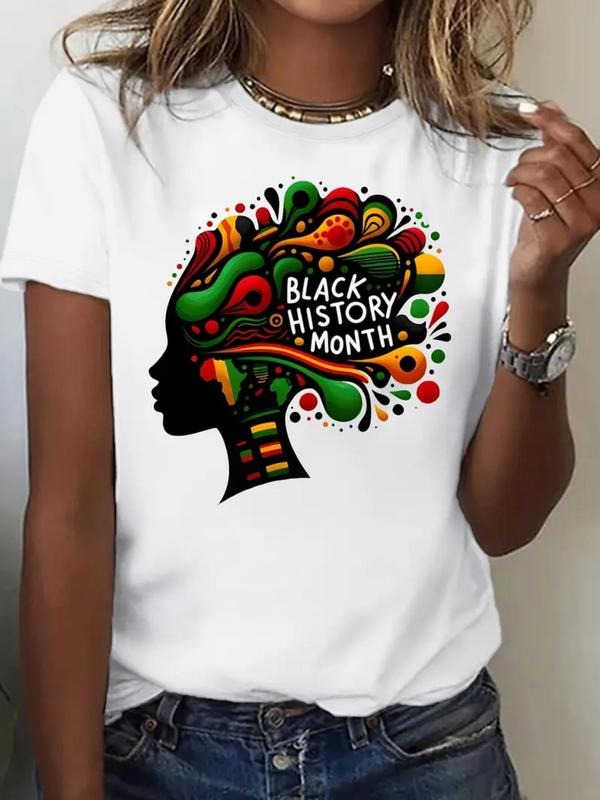 Women's Letter Print  Round Neck Tee, Fashion Casual Crew Neck T-shirt for Daily Holiday Vacation Outdoor Wear, Ladies...
