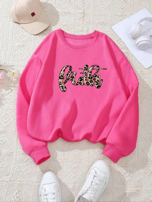 Women's Letter Print Crew Neck Sweatshirt, Casual Long Sleeve Pullover for Fall & Winter, Women's Clothes for Daily Wear...