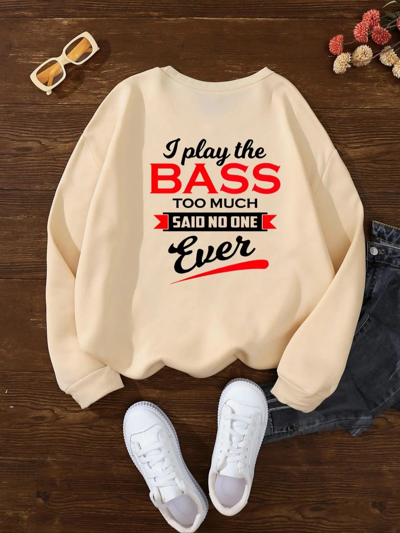 Women's Letter Print Crew Neck Sweatshirt, Casual Long Sleeve Pullover for Fall & Winter, Women's Clothes for Daily Wear...