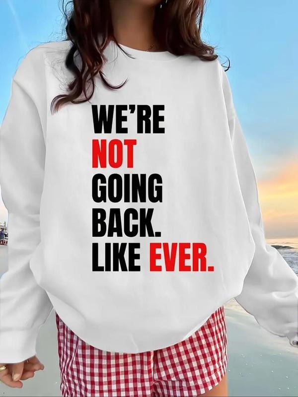 Women's Letter Print Crew Neck Sweatshirt, Casual Long Sleeve Pullover for Fall & Winter, Women's Clothes for Daily Wear...