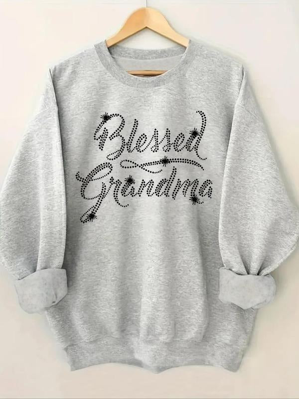 Women's Letter Print Crew Neck Sweatshirt, Casual Long Sleeve Pullover for Fall & Winter, Women's Clothes for Daily Wear...