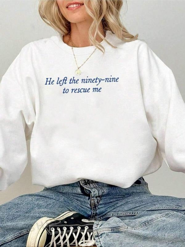 Women's Letter Print Crew Neck Sweatshirt, Casual Long Sleeve Thermal Lined Pullover for Fall & Winter, Women's Clothes...