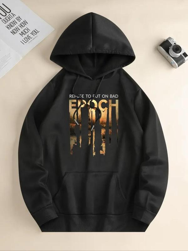 Women's Letter Print Drawstring Hoodie, Casual Long Sleeve Hooded Sweatshirt for Fall & Winter, Women's Clothes for Daily...
