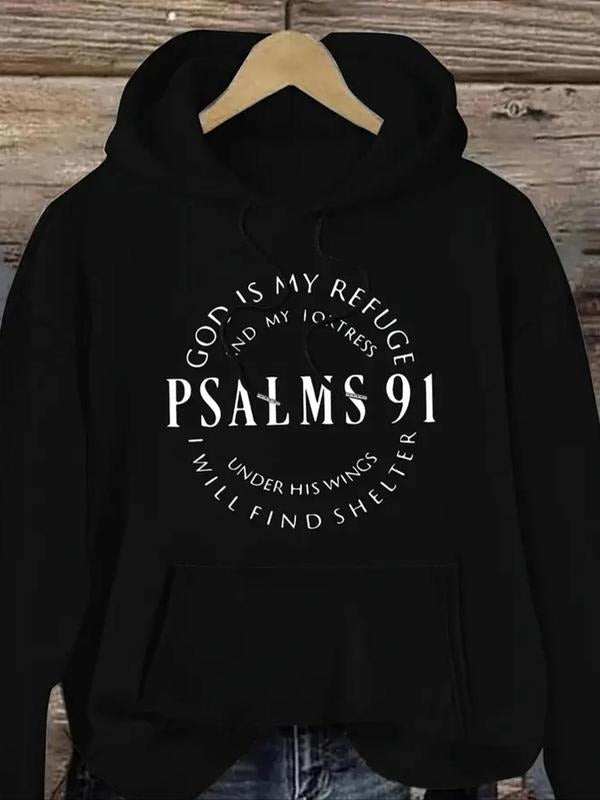 Women's Letter Print Drawstring Hoodie, Casual Long Sleeve Pullover Hooded Sweatshirt for Fall & Winter, Women's Clothes...