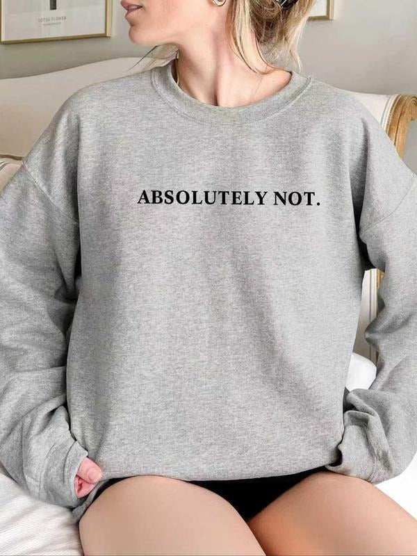 Women's Letter Print Drop Shoulder  Thermal Lined Sweatshirt, Casual Long Sleeve Round Neck Pullover for Winter, Ladies...