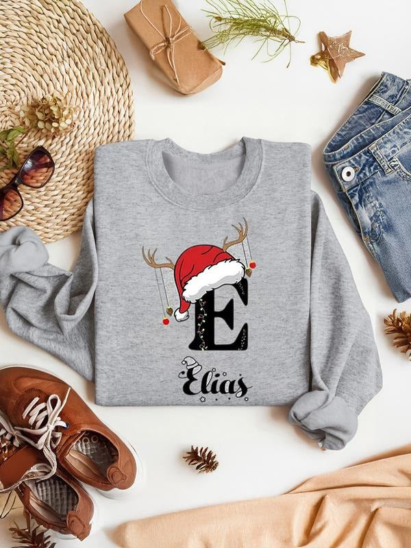 Women's Letter Print Drop Shoulder  Thermal Lined Sweatshirt, Casual Long Sleeve Round Neck Pullover for Winter, Ladies...