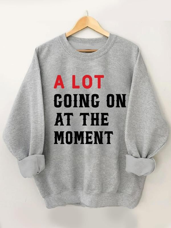Women's Letter Print Drop Shoulder  Thermal Lined Sweatshirt, Casual Long Sleeve Round Neck Pullover for Winter, Ladies...