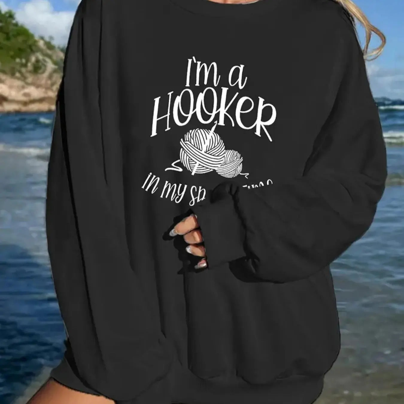 Women's Letter Print Drop Shoulder Sweatshirt, Casual Long Sleeve Round Neck Pullover for Fall & Winter, Ladies Clothes...