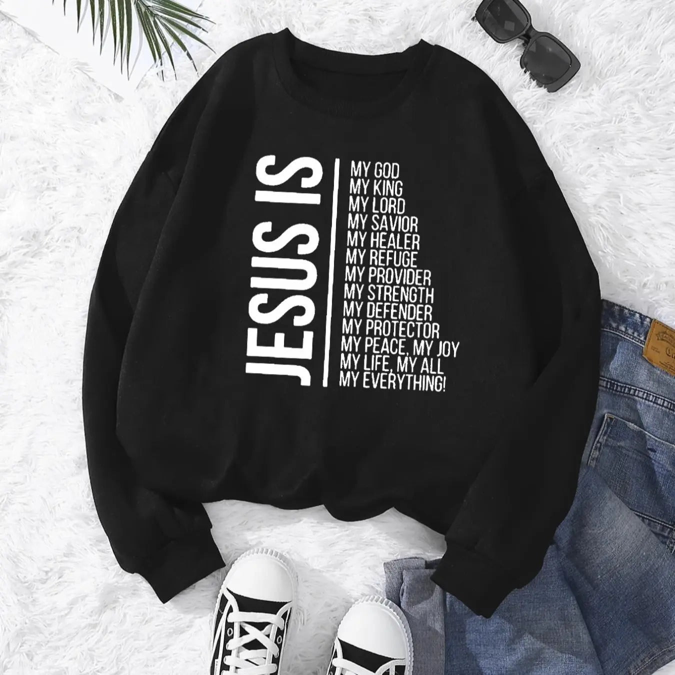 Women's Letter Print Drop Shoulder Sweatshirt, Casual Long Sleeve Round Neck Pullover for Fall & Winter, Women's Clothes...
