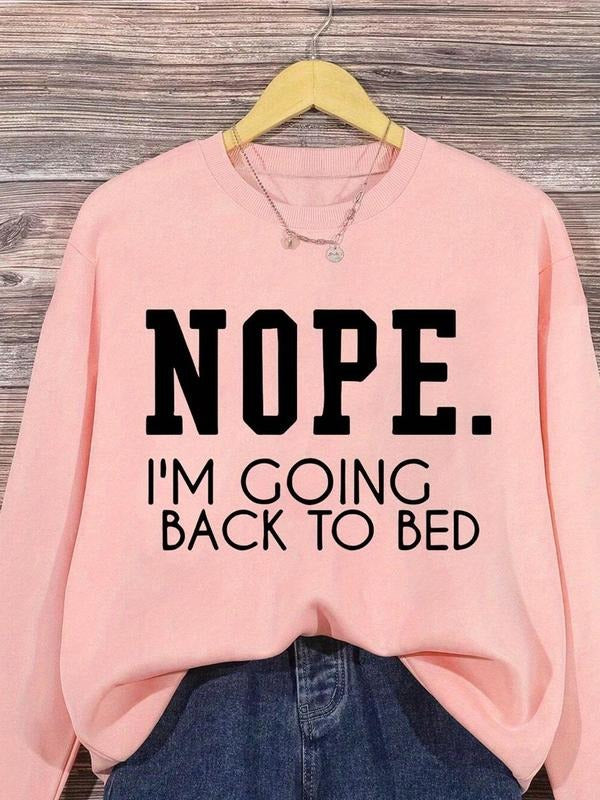 Women's Letter Print Drop Shoulder Sweatshirt, Casual Long Sleeve Round Neck Pullover for Fall & Winter, Women's Clothes...