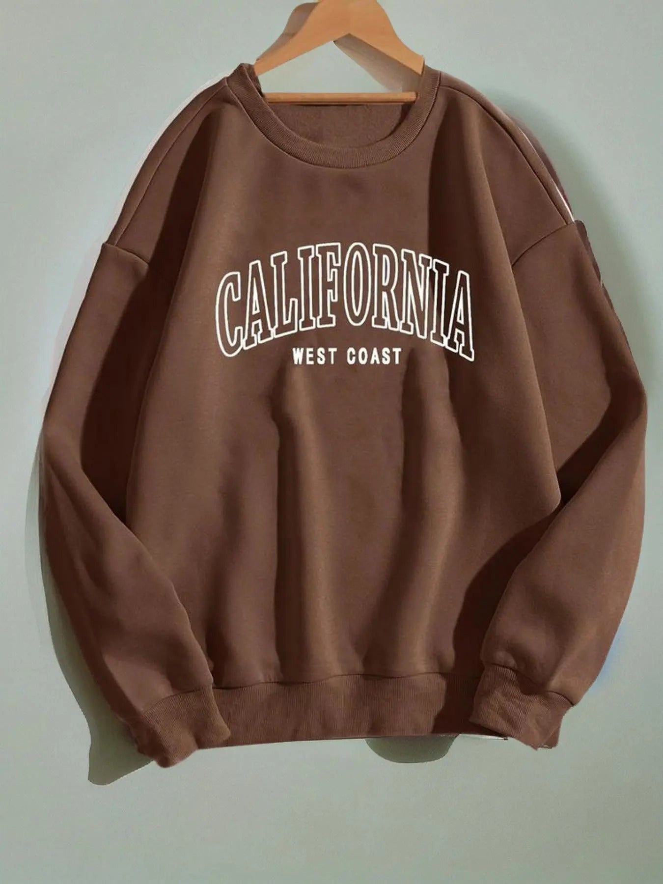 Women's Letter Print Drop Shoulder Sweatshirt, Loose Casual Crew Neck Long Sleeve Pullover For Fall & Winter, Women's...