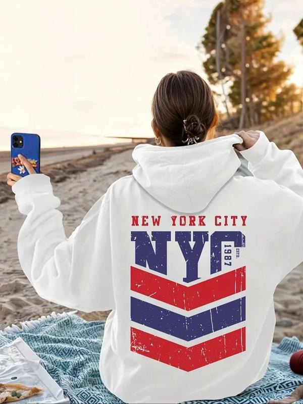 Women's Letter Print Hoodie, Casual Letter Print Long Sleeve Hooded Sweatshirt for Fall & Winter, Women's Clothes for...