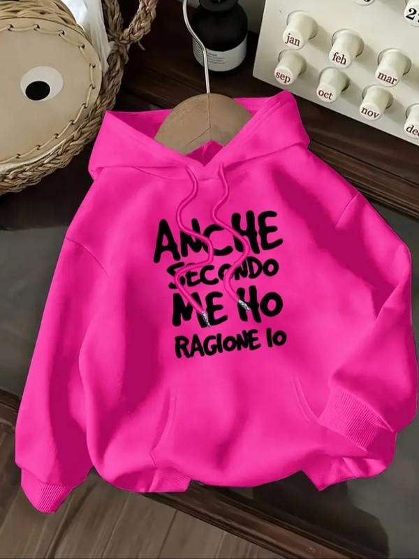 Women's Letter Print Hoodie, Casual Long Sleeve Hooded Sweatshirt for Fall & Winter, Women's Clothes for Daily Wear T-Shirts