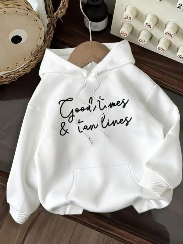 Women's Letter Print Hoodie, Casual Long Sleeve Hooded Sweatshirt for Fall & Winter, Women's Clothes for Daily Wear style...
