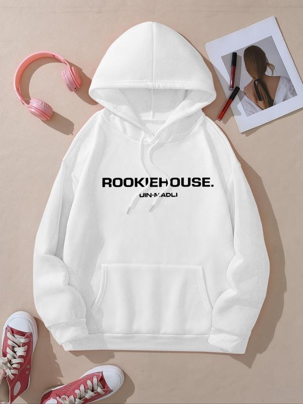 Women's Letter Print Hoodie, Casual Long Sleeve Hooded Sweatshirt for Fall & Winter, Women's Clothes for Daily Wear style...