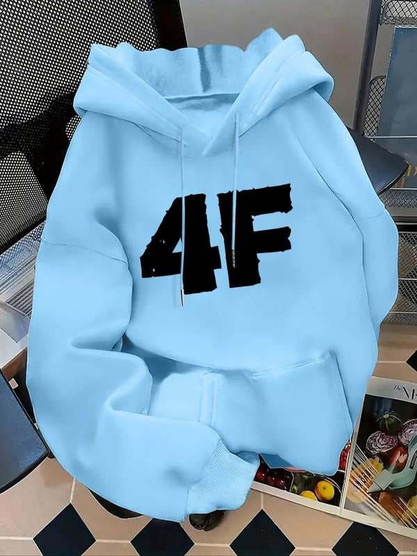 Women's Letter Print Hoodie, Casual Long Sleeve Hooded Sweatshirt for Fall & Winter, Women's Clothes for Daily Wear style...