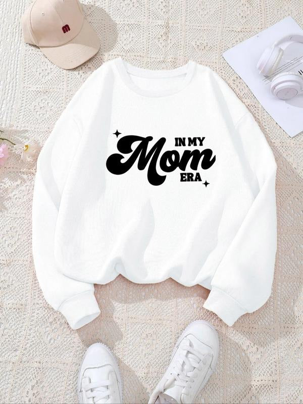 Women's Letter Print Round Neck Sweatshirt, Casual Long Sleeve Crew Neck Pullover for Fall & Winter, Women's Clothes for...