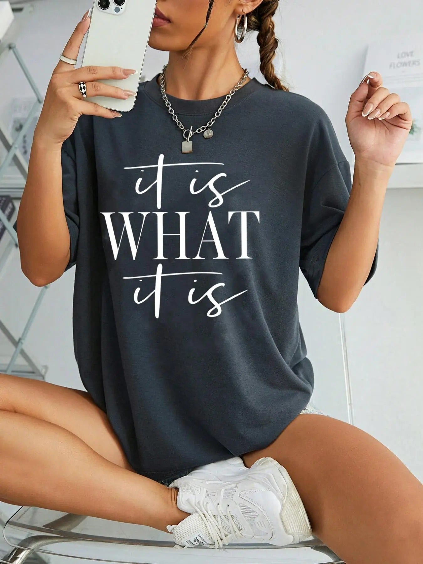 Women's Letter Print Round Neck Tee, Fashion Casual Crew Neck T-shirt for Daily Holiday Vacation Outdoor Wear, Ladies...