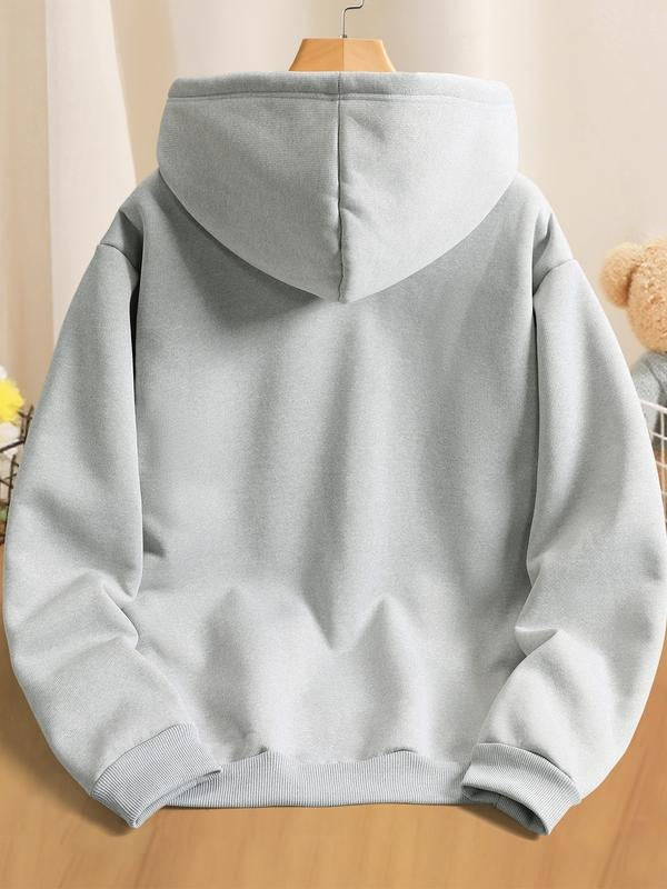 Women's Light Fleece Lined Hoodie with Humorous Print, Casual Fall & Winter Wear, Comfortable Daily Clothing T-Shirts,...
