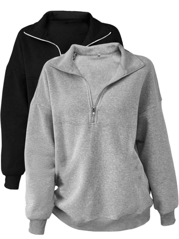 Women's Loose Fit Zipper Pullover Sweater, Back to School Clothing, Graduation Teacher, Casual Daily Wear, Fall & Winter...