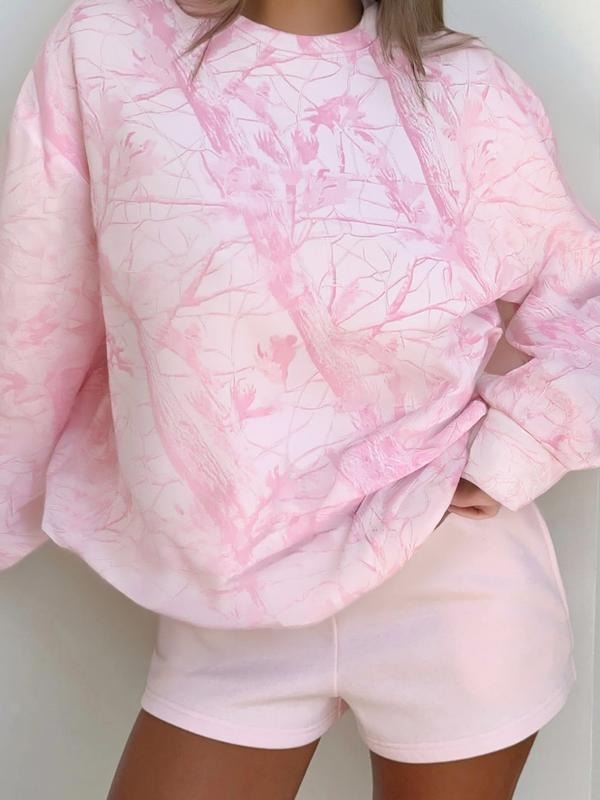Women's Loose Top with Branch Texture, Warm Comfortable Fabric, Fashion Pullover Sweatshirt for Casual and Shopping...