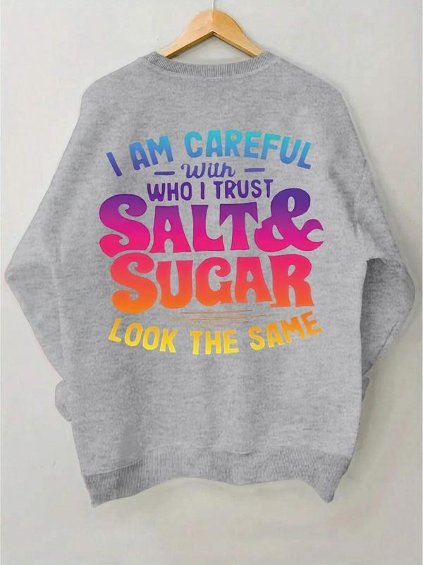 Women's Ombre Letter Print Drop Shoulder Sweatshirt, Casual Long Sleeve Round Neck Pullover for Fall & Winter, Ladies...