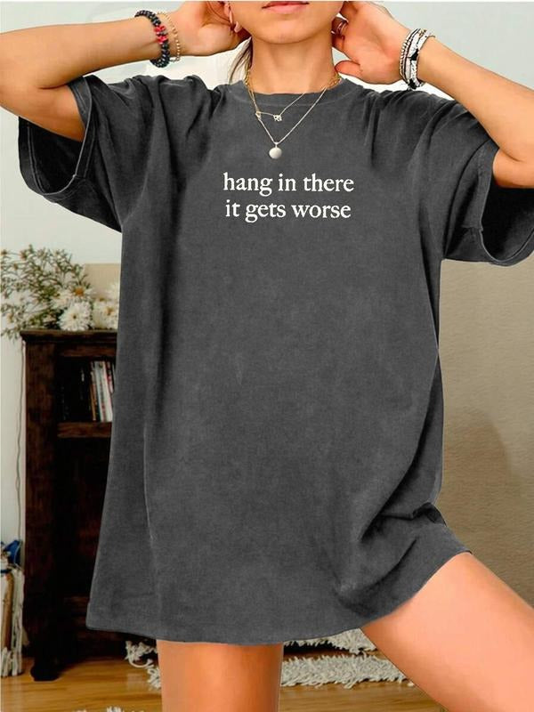 Women's Plain Round Neck Tee, Vintage Trendy Casual Short Sleeve T-shirt for Daily Wear, Ladies Summer, Top Hoodie,...