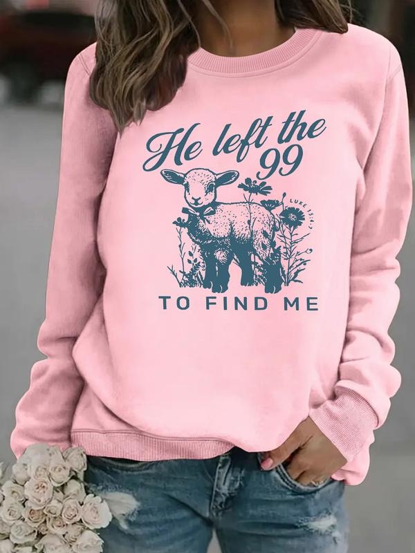 Women's Printed Round Neck Sweatshirt, Casual Fitted Pullover, All-Season Comfort, Durable Fabric, Daily Wear T-Shirts,...
