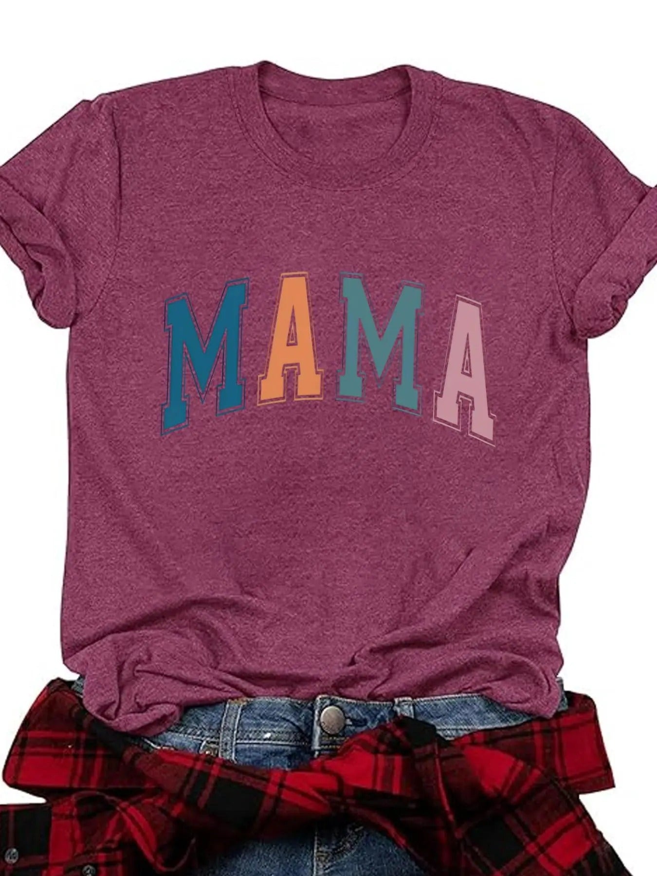 Women's Rainbow Letter Print Round Neck Tee, Trendy Casual Short Sleeve T-shirt for Daily Wear, Ladies All Seasons Outfit...