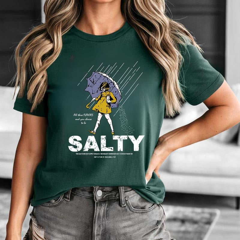 Women's Salty Girl Shirt, Trendy Umbrella Top, Gift For Her, Casual Tee, Retro Teem, Summer Outfit Hoodie, Sweatshirt