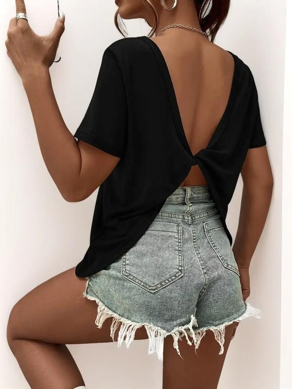 Women's Sexy Loose-Fit Plain Thin Kint Summer Top, Casual Fashionable Chic Design for Daily Wear & Outdoor Activities...