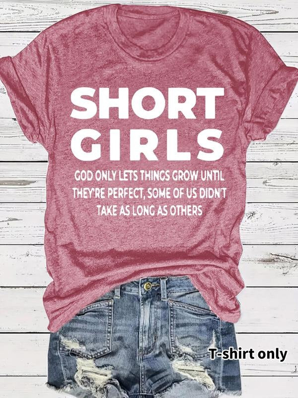 Women's Short Sleeve Letter Print Casual Top, Summer Fitted Round Neck Tee, Comfortable Breathable Women's Shirt,...