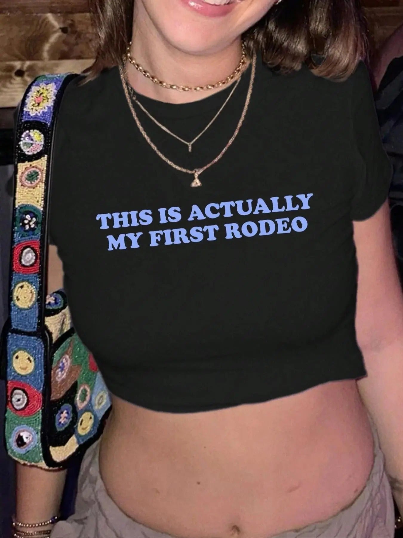 Women's Streetwear Slogan Print Short Sleeve Crop Tee, Casual Round Neck T-shirt for Summer, Ladies Clothes for Daily...