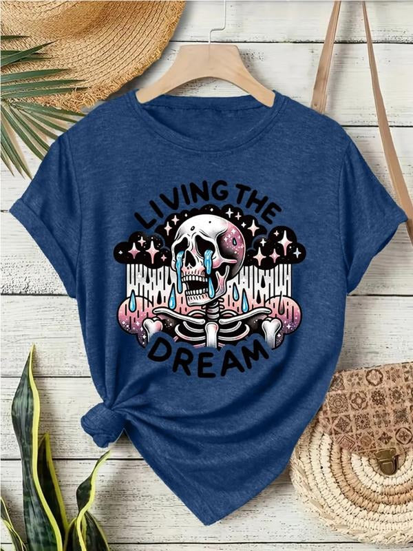 Women's Summer Casual Vintage Print T-Shirt, Round Neck Short Sleeve Top, Comfortable Breathable Fashion Tee, S-Xxl Sizes...