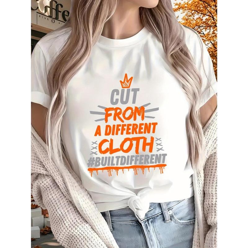 Women's T-Shirt | 'Built Different' Graphic Print | Round Neck, Short Sleeve | All-Season Comfort Fit | Machine Washable...