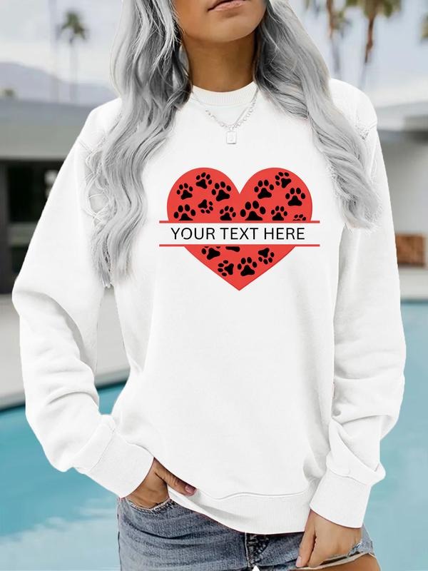 Women's Valentine's Day Love Letter Print Casual Round Neck Sweatshirt, Soft, Fall & Winter Essential, Fitted Style...