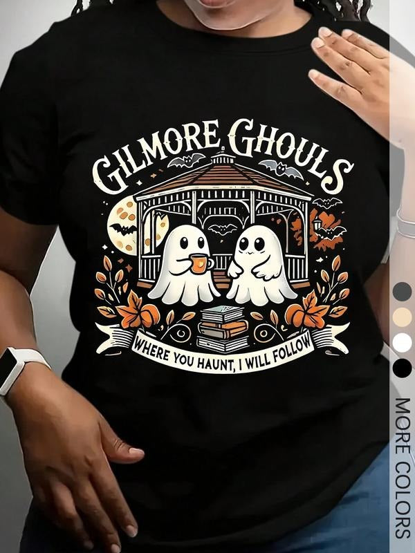 Women's Vintage-Inspired Gilmore Graphic T-Shirt Wherever You Go, I'll Follow Design, Casual Crew Neck, Short Sleeve, All...