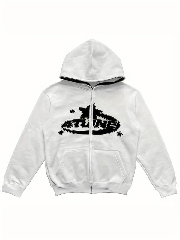 Women's Y2K style hoodie, casual long sleeved zipper sweatshirt, printed with pattern letters, Spring and Autumn fashion...