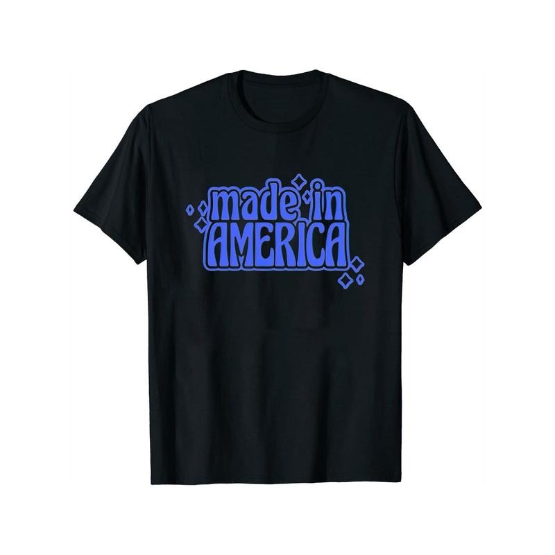 Womens Two Words Made In America Funny Quote With USA Flag Short Sleeve T-Shirt Black Large Hoodie, Sweatshirt
