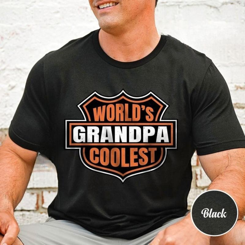 World's Coolest Grandpa Shirt , New Grandpa Announcement Tee , Motorcycle Grandpa Gift Funny Father's Day & Christmas...
