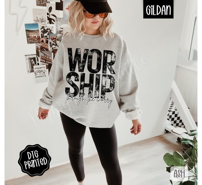 Worship Sweatshirt, Trendy Women's Religious Sweater T-Shirts, Hoodie | PodTeesHub.com