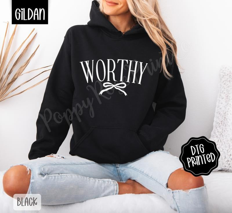 Worthy Hoodie, Religious Hoodie, Women's Religious Hoodie T-Shirts, Sweatshirt | PodTeesHub.com