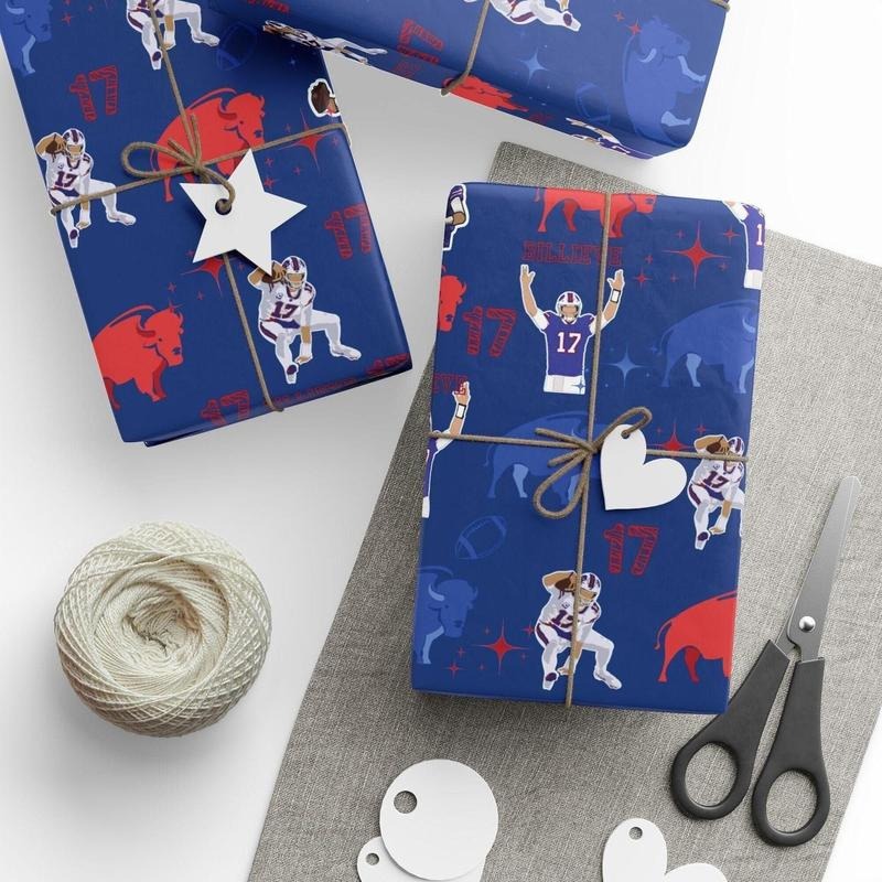 Wrapping Paper Buffalo Gift Wrap Football-Themed Party Supplies Sports Fan T-Shirts, Hoodie, Sweatshirt | PodTeesHub.com